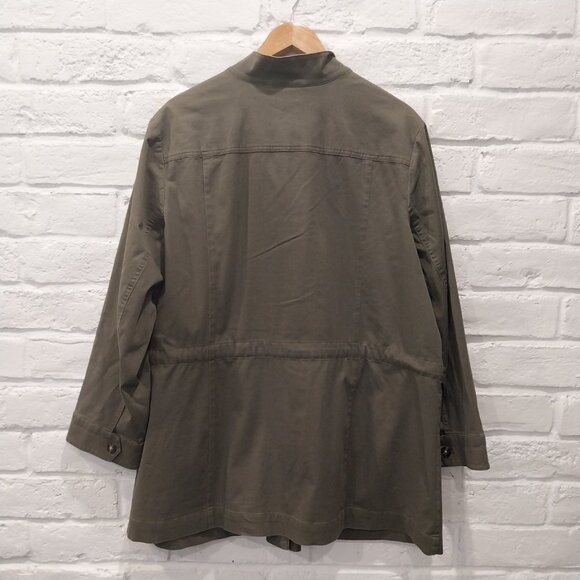 J Jill Utility Safari Jacket Womens 2X Olive Green Anorak Tie Waist Lightweight. - Picture 3 of 13